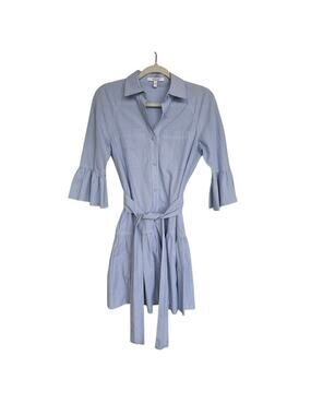 Derek Lam 10 Crosby Cotton Stripe Dress Ruffle Bell Sleeve Tie Waist Size 0 NWOT